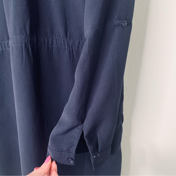 BLVD Navy Blue Mid Length Shirt Dress - Picture 4 of 8